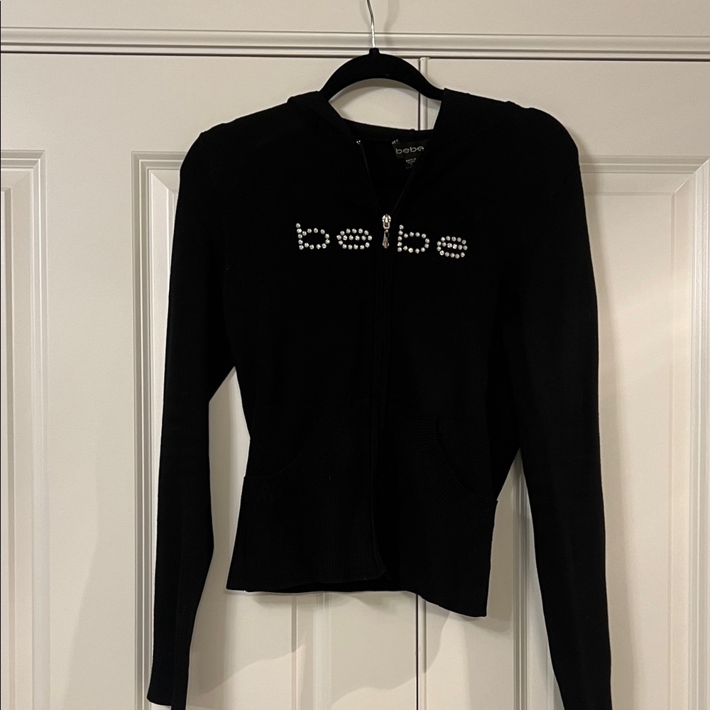 Vintage Bebe zip up hooded sweater. Size Large